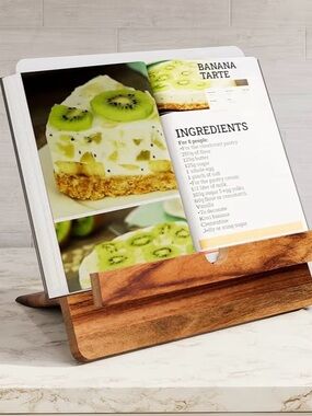 Acacia Cookbook Stand for Kitchen Counter 12" x 12" Large Adjustable Non-Slip